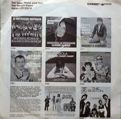 Hans Lötzsch - Der Waschsalon Vinyl Singles Vinyl Very Good (VG) <br> Hoes Good Plus (G+)