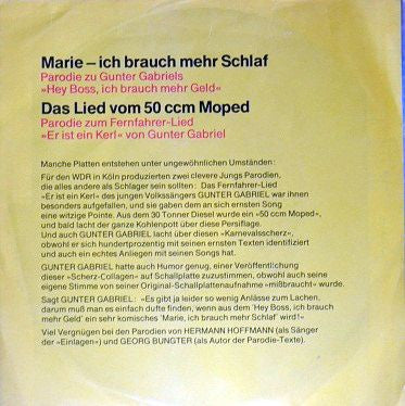 Hermann Hoffmann - Marie - Ich Brauch Mehr Schlaf Vinyl Singles Vinyl (VG) <br> Hoes (G+)