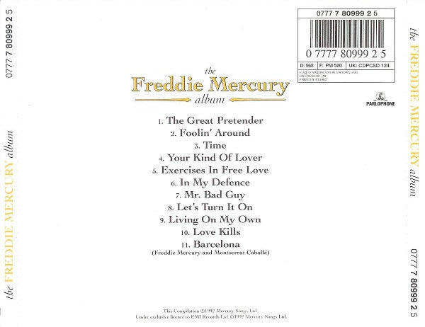 Freddie Mercury - The Freddie Mercury Album (CD) Compact Disc Vinyl Very Good (VG) <br> Hoes Good Plus (G+)