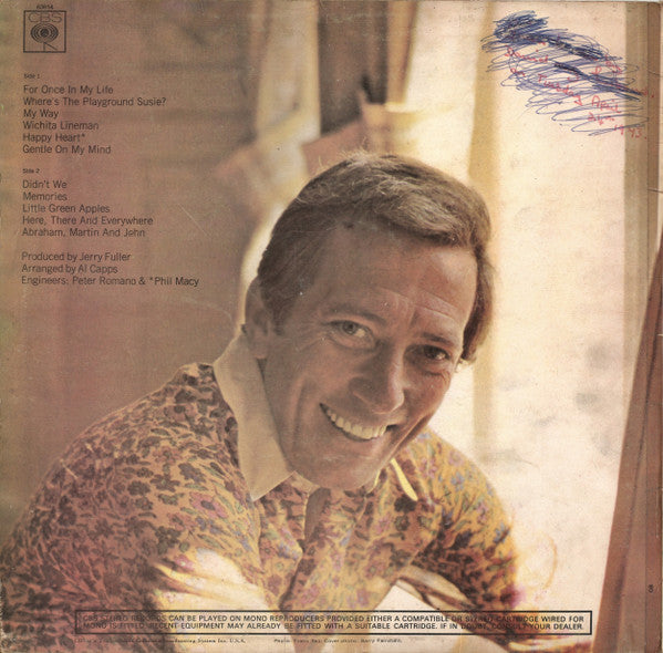 Andy Williams - Happy Heart (LP) Vinyl LP Vinyl Very Good (VG) <br> Hoes Good Plus (G+)
