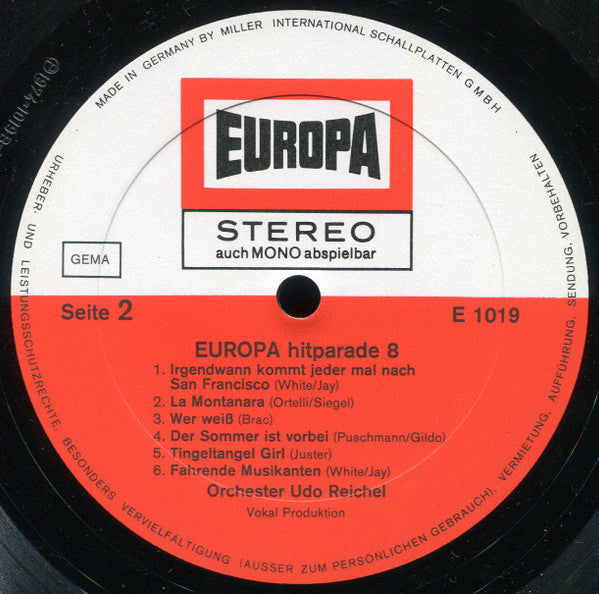 Orchester Udo Reichel - Europa Hitparade 8 (LP) Vinyl LP