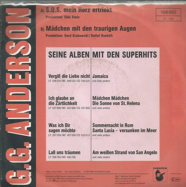 G.G. Anderson - S.O.S. Mein Herz Ertrinkt Vinyl Singles B-Keus (B)
