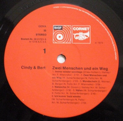 Cindy & Bert - Zwei Menschen Und Ein Weg (LP) Vinyl LP Vinyl Zeer Goed / Hoesje Goed "VINYLSINGLES.NL"