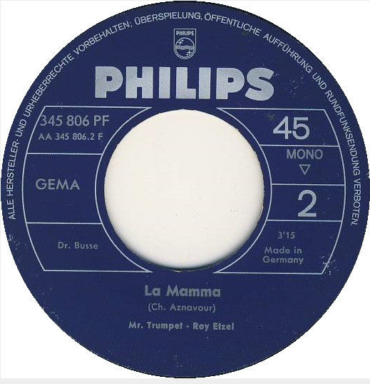 Mr. Trumpet - Roy Etzel - Melancholie Vinyl Singles Vinyl Zeer Goed / Hoesje Generic "VINYLSINGLES.NL"