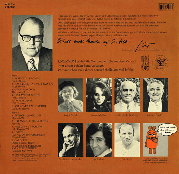 Various - Welthungerhilfe (LP) Vinyl LP Vinyl Very Good (VG) <br> Hoes Good Plus (G+)