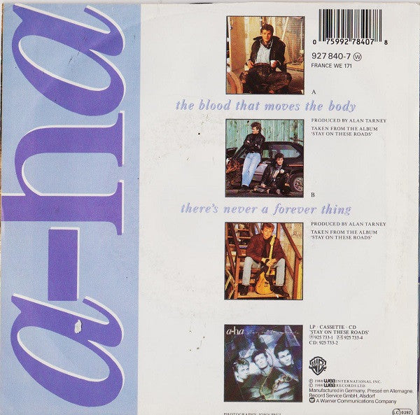 a-ha - The Blood That Moves The Body Vinyl Singles Vinyl Very Good (VG) <br> Hoes Good Plus (G+)