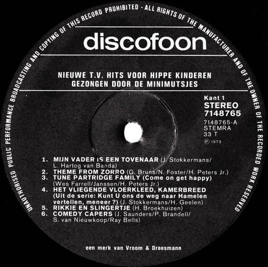 Minimutsjes - TV Hits Voor Hippe Kinderen (LP) Vinyl LP Vinyl Zeer Goed / Hoesje Goed "VINYLSINGLES.NL"