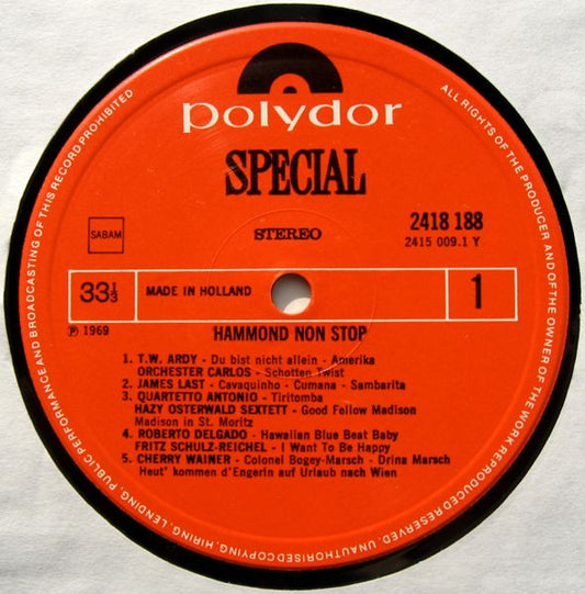 Various - Hammond Non Stop (LP) Vinyl LP Vinyl Zeer Goed / Hoesje Goed "VINYLSINGLES.NL"