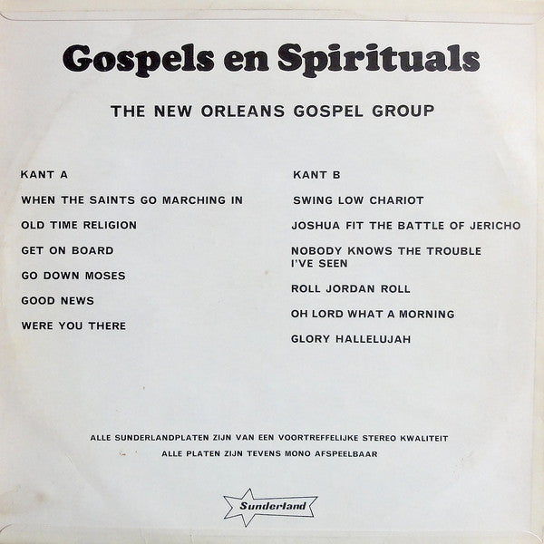 New Orleans Gospel Group - Gospels En Spirituals (LP) Vinyl LP Vinyl Very Good (VG) <br> Hoes Good Plus (G+)