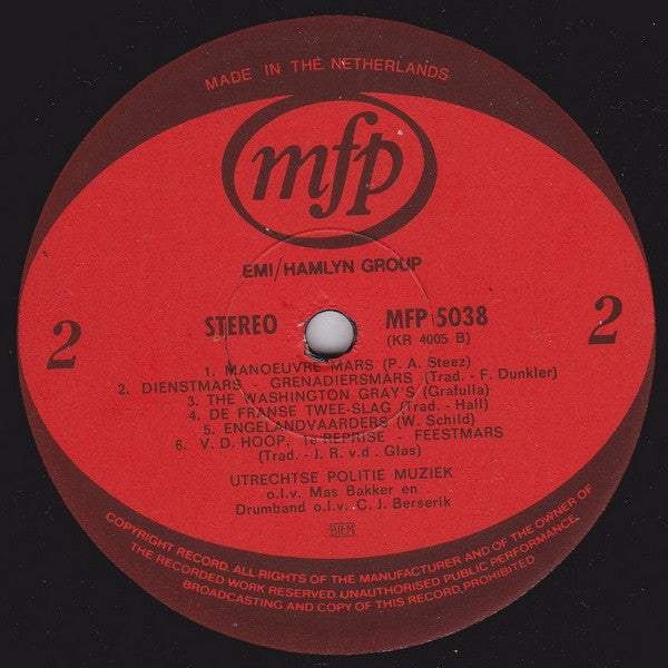 Politiekapel Utrecht - Utrechtse Politie Muziek (LP) Vinyl LP Vinyl Very Good (VG) <br> Hoes Good Plus (G+)