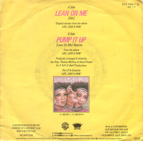 Club Nouveau - Lean On Me 43415 Vinyl Singles Vinyl Very Good (VG) <br> Hoes Good Plus (G+)