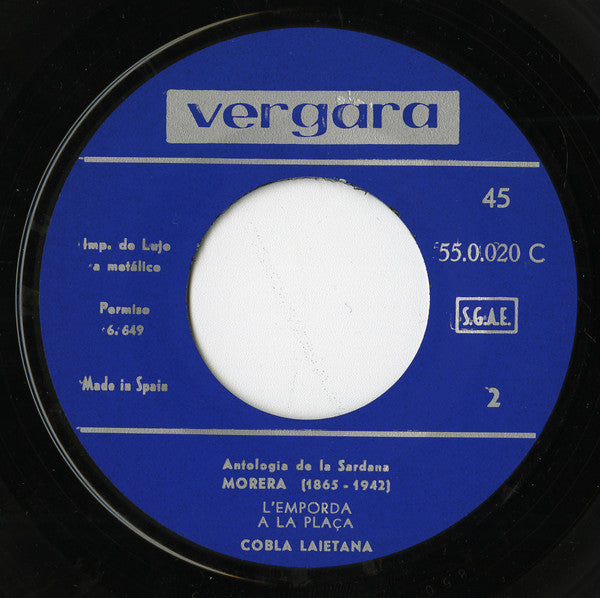 Cobla Laietana / Morera - Antología De La Sardana - Morera Vinyl Singles EP