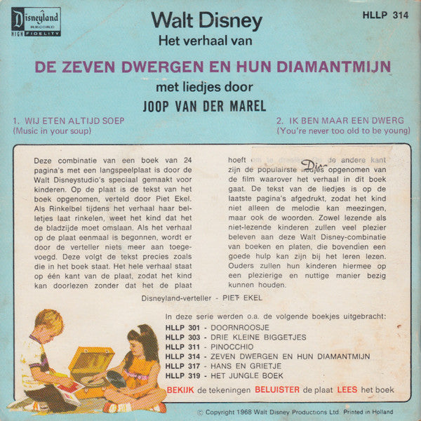 Piet Ekel, Joop Van De Marel - Het Verhaal Van De Zeven Dwergen En Hun Diamantmijn Vinyl Singles Vinyl (VG) <br> Hoes (G+)