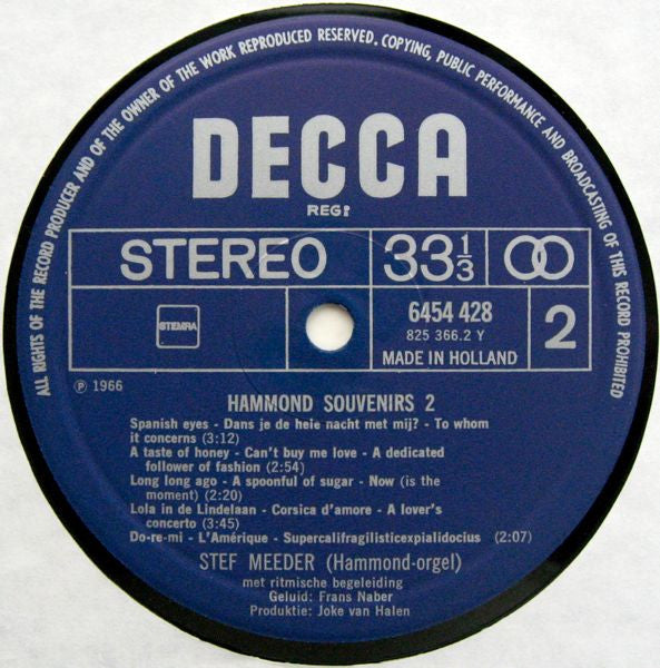 Stef Meeder - Hammond Souvenirs Deel 2 (LP)