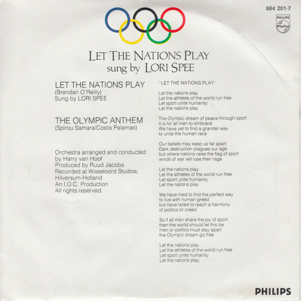 Lori Spee - Let The Nations Play Vinyl Singles Vinyl Very Good (VG) <br> Hoes Good Plus (G+)