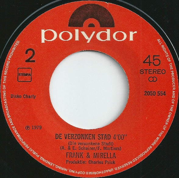 Frank & Mirella - Ca C'est La Vie Vinyl Singles Vinyl Very Good (VG) <br> Hoes Good Plus (G+)