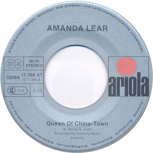 Amanda Lear - Queen Of China-Town 39496 Vinyl Singles