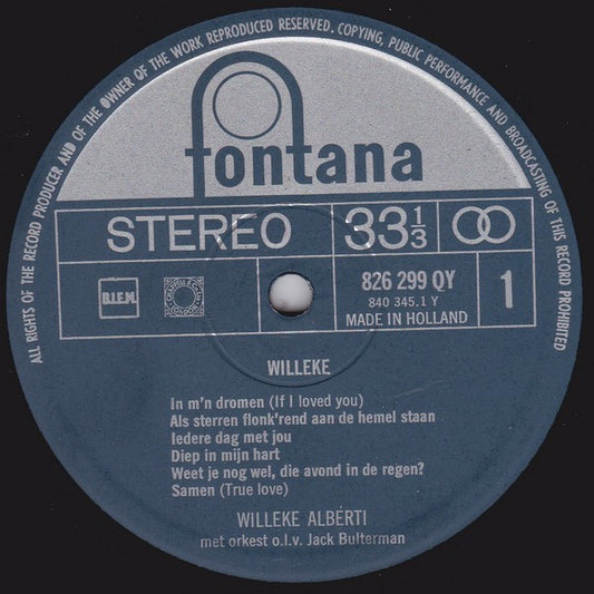 Willeke Alberti - Willeke (LP) Vinyl LP Vinyl Zeer Goed / Hoesje Goed "VINYLSINGLES.NL"