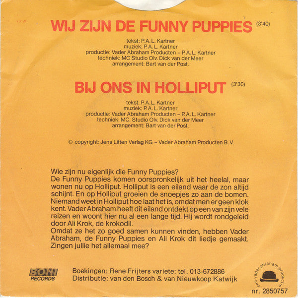 Vader Abraham - Wij Zijn De Funny Puppies 37650 Vinyl Singles Vinyl Very Good (VG) <br> Hoes Good Plus (G+)