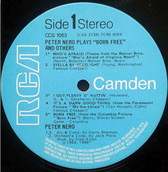 Peter Nero - Peter Nero Plays Born Free And Others (LP) Vinyl LP