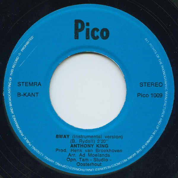 Anthony King - Sway Vinyl Singles Vinyl Very Good (VG) <br> Hoes Good Plus (G+)