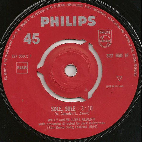 Willy En Willeke Alberti - Sabato Sera Vinyl Singles Vinyl Very Good (VG) <br> Hoes Good Plus (G+)