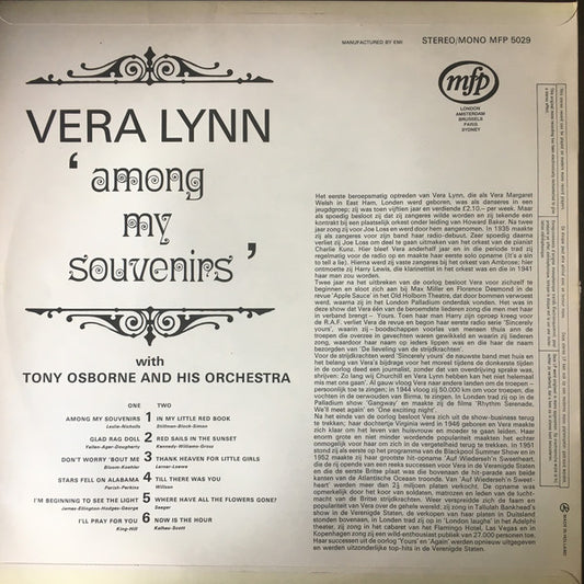 Vera Lynn With Tony Osborne And His Orchestra - Among My Souvenirs (LP) Vinyl LP Vinyl Zeer Goed / Hoesje Goed "VINYLSINGLES.NL"