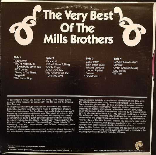Mills Brothers - The Very Best Of The Mills Brothers (LP) Vinyl LP Vinyl Zeer Goed / Hoesje Goed "VINYLSINGLES.NL"