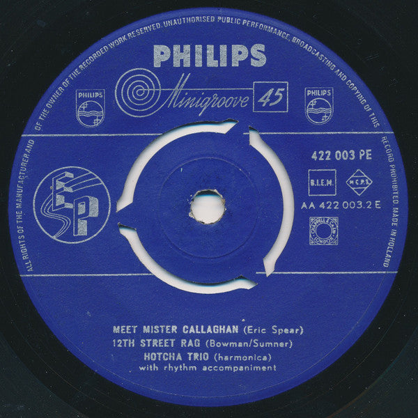 Hotcha Trio - Organ Grinder's Swing Vinyl Singles EP Vinyl Very Good (VG) <br> Hoes Good Plus (G+)