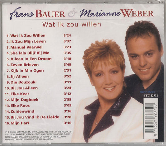 Frans Bauer & Marianne Weber - Wat Ik Zou Willen (CD) Compact Disc Vinyl Zeer Goed / Hoesje Goed "VINYLSINGLES.NL"