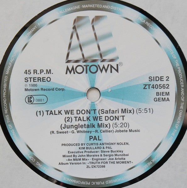Pal - Talk We Don't (Maxi-Single) Maxi-Singles