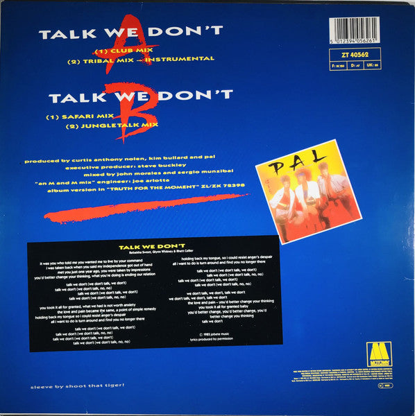 Pal - Talk We Don't (Maxi-Single) Maxi-Singles Vinyl Very Good (VG) <br> Hoes Good Plus (G+)