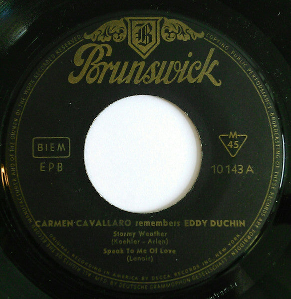 Carmen Cavallaro - Remembers Eddy Duchin Vinyl Singles EP