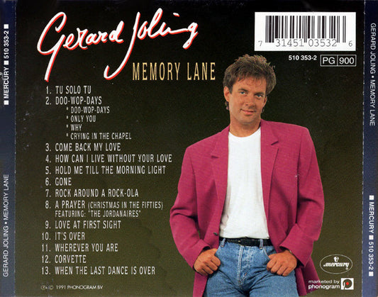 Gerard Joling - Memory Lane (CD) Compact Disc Vinyl Zeer Goed / Hoesje Goed "VINYLSINGLES.NL"