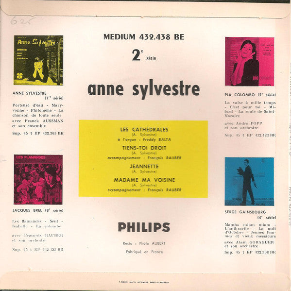 Anne Sylvestre - Les Cathédrales Vinyl Singles EP Vinyl Very Good (VG) <br> Hoes Good Plus (G+)
