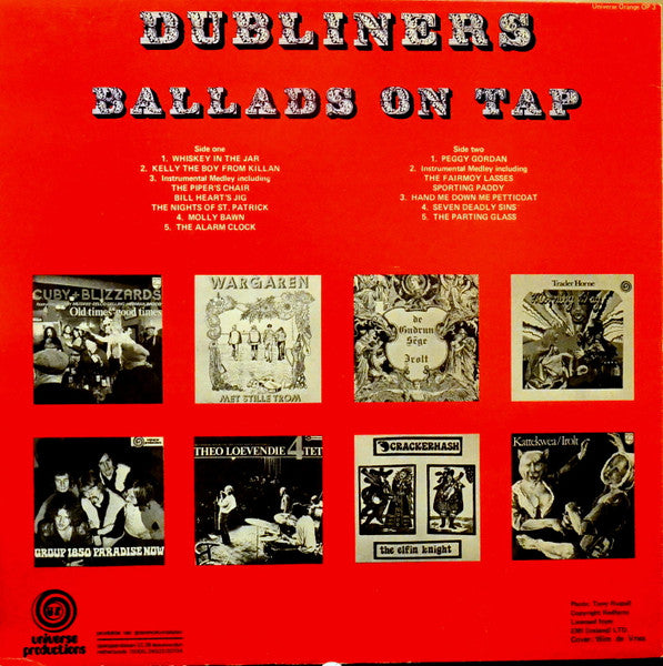 Dubliners - Ballads On Tap (LP) Vinyl LP Vinyl Very Good (VG) <br> Hoes Good Plus (G+)