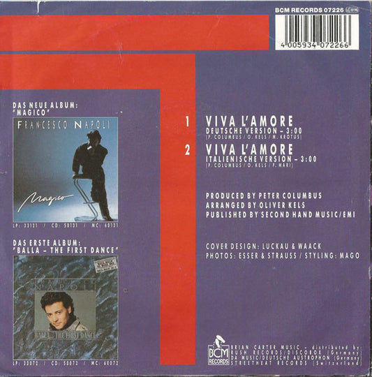 Francesco Napoli - Viva L'Amore Vinyl Singles Media VG+ / Sleeve G+