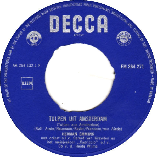 Herman Emmink - Tulpen Uit Amsterdam Vinyl Singles