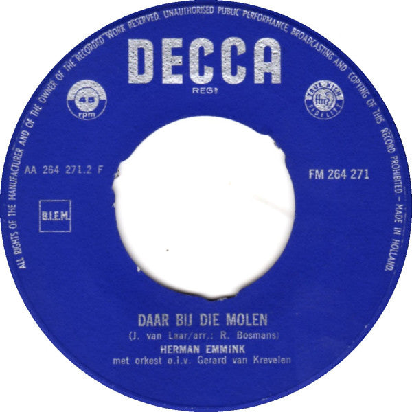 Herman Emmink - Tulpen Uit Amsterdam Vinyl Singles Vinyl Very Good (VG) <br> Hoes Good Plus (G+)