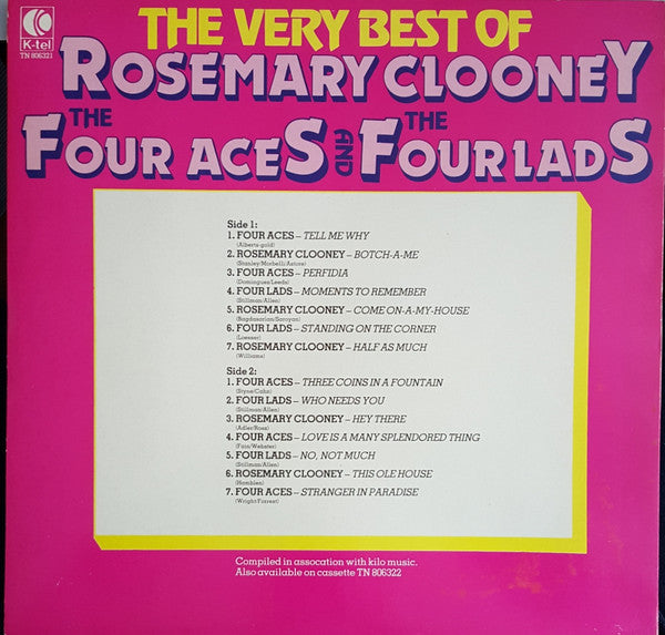 Rosemary Clooney Four Aces The And Four Lads - The Very Best Of (LP) Vinyl LP Vinyl Very Good (VG) <br> Hoes Good Plus (G+)