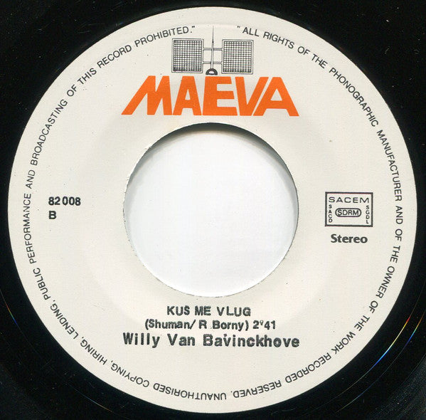 Willy Van Bavinckhove & The Rangers - Marianne Vinyl Singles Vinyl Very Good (VG) <br> Hoes Good Plus (G+)