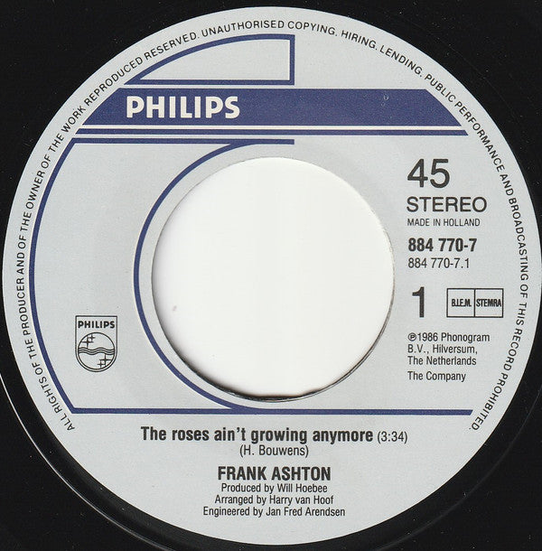 Frank Ashton - Roses Ain't Growing Anymore Vinyl Singles