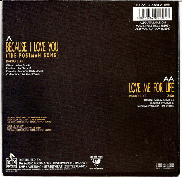 Stevie B. - Because I Love You (The Postman Song) 25993 Vinyl Singles Vinyl Very Good (VG) <br> Hoes Good Plus (G+)