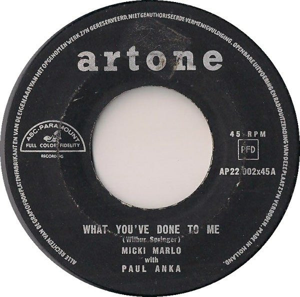 Micki Marlo - What You've Done To Me Vinyl Singles