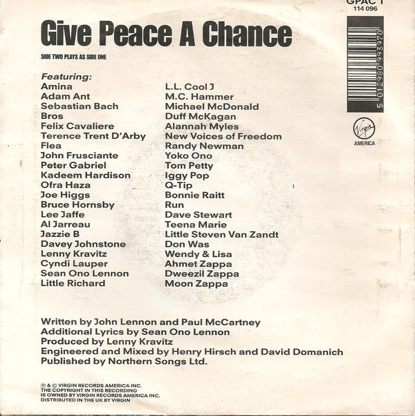 Peace Choir - Give Peace A Chance Vinyl Singles Vinyl Very Good (VG) <br> Hoes Good Plus (G+)