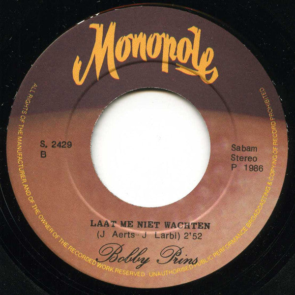 Bobby Prins - Zoveel Kleine Dingen Vinyl Singles Vinyl Very Good (VG) <br> Hoes Good Plus (G+)