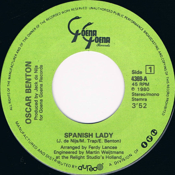 Oscar Benton – Spanish Lady Vinyl Singles