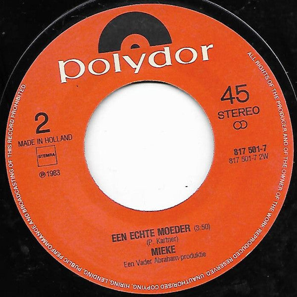 Mieke - Zonder Liefde Zonder Toekomst Zonder Hoop Vinyl Singles Vinyl Very Good (VG) <br> Hoes Good Plus (G+)