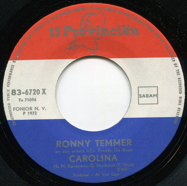 Ronny Temmer - Zing Een Lied Vinyl Singles