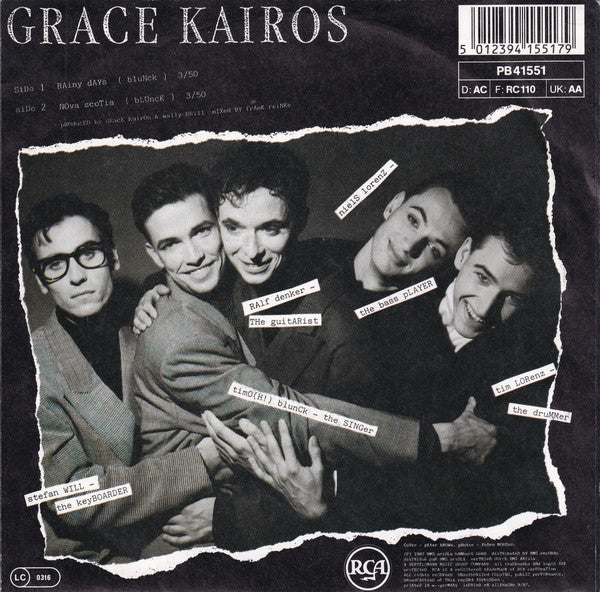 Grace Kairos - Rainy Days Vinyl Singles Vinyl Very Good (VG) <br> Hoes Good Plus (G+)